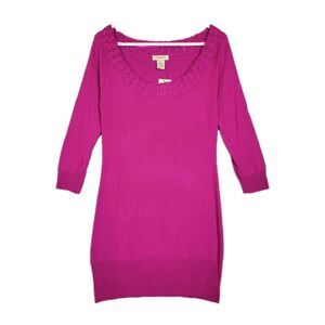 NWT Vertigo Paris Fushia Sweater Dress Tunic Womens Medium Wool Cashmere Luxury